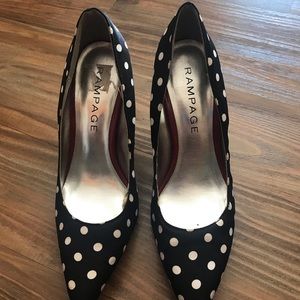 Polka-dot, red bottom heels